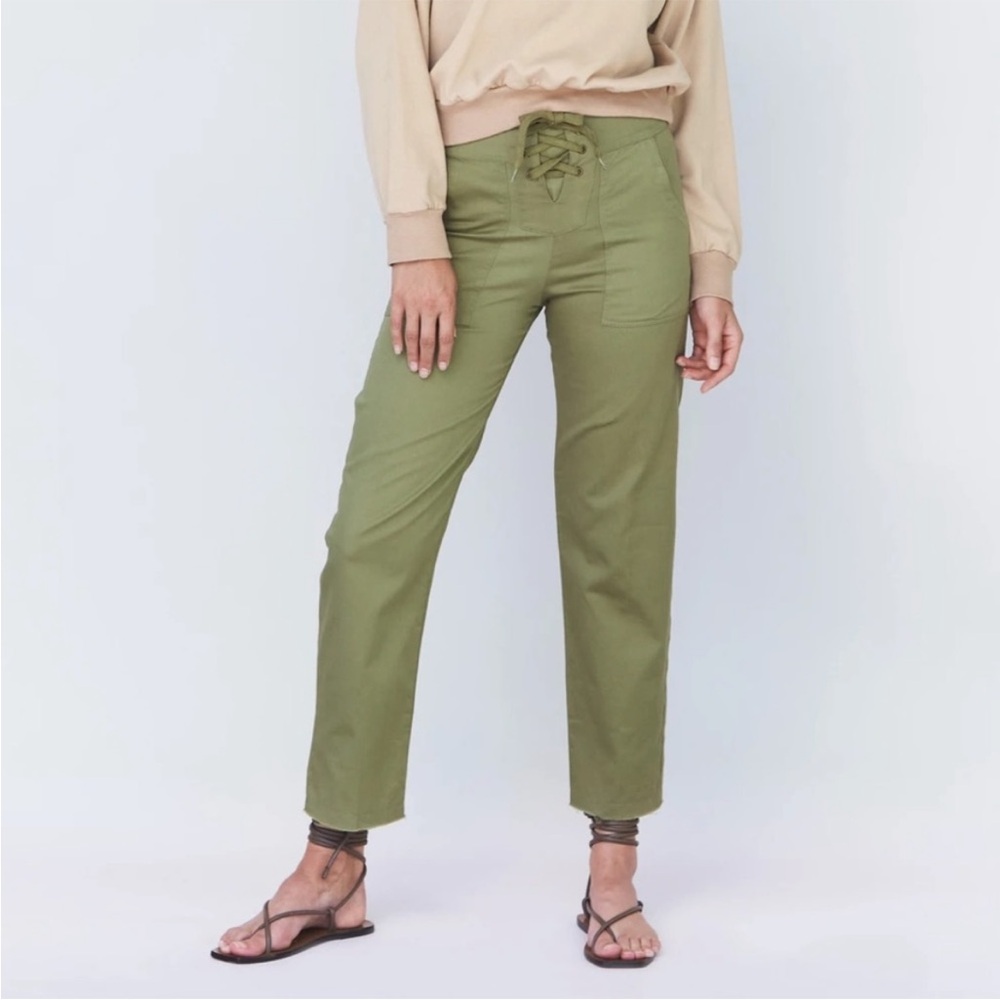 Acacia green cropped twill pants size Petite
